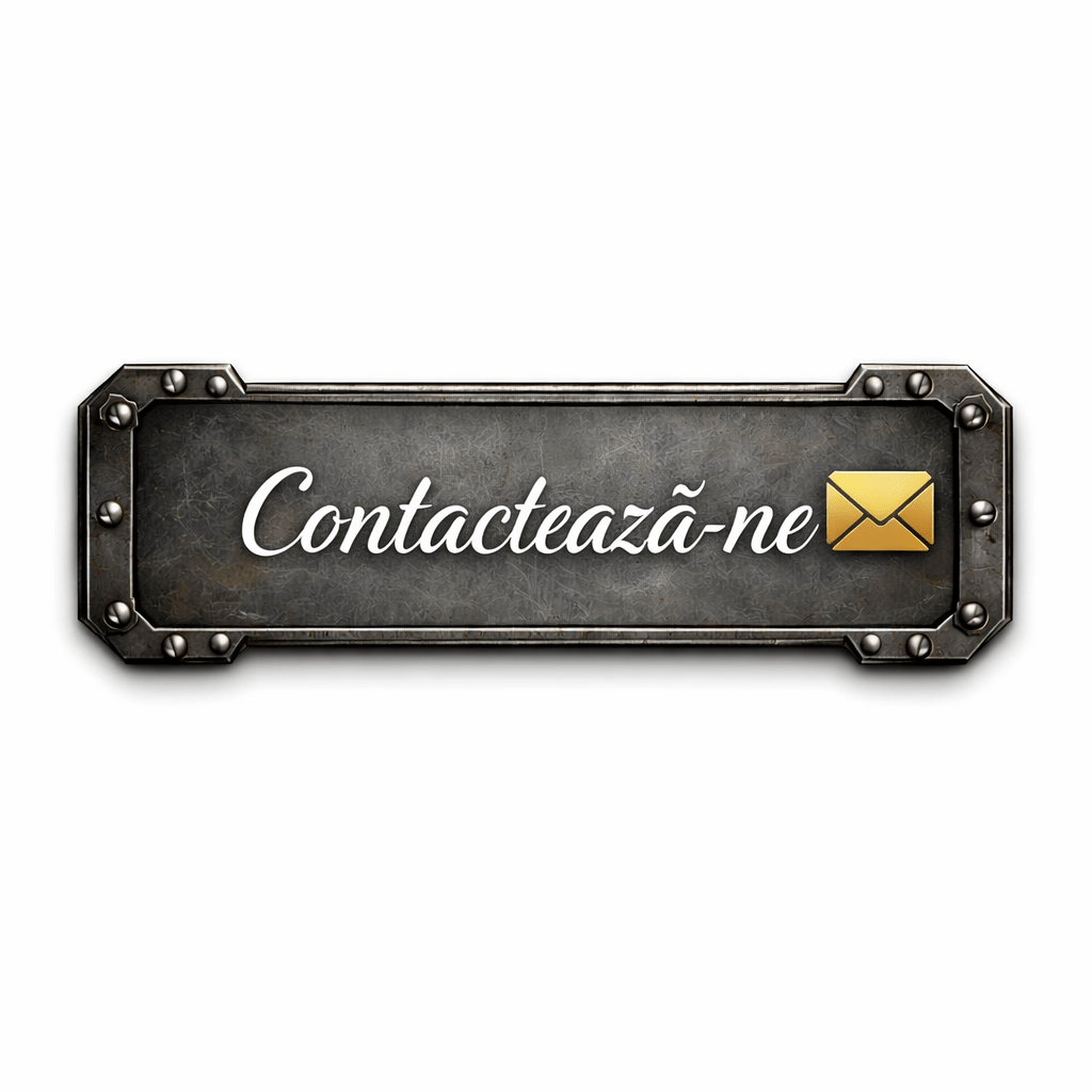 Blue contact us button with gold decorative frame and envelope icon